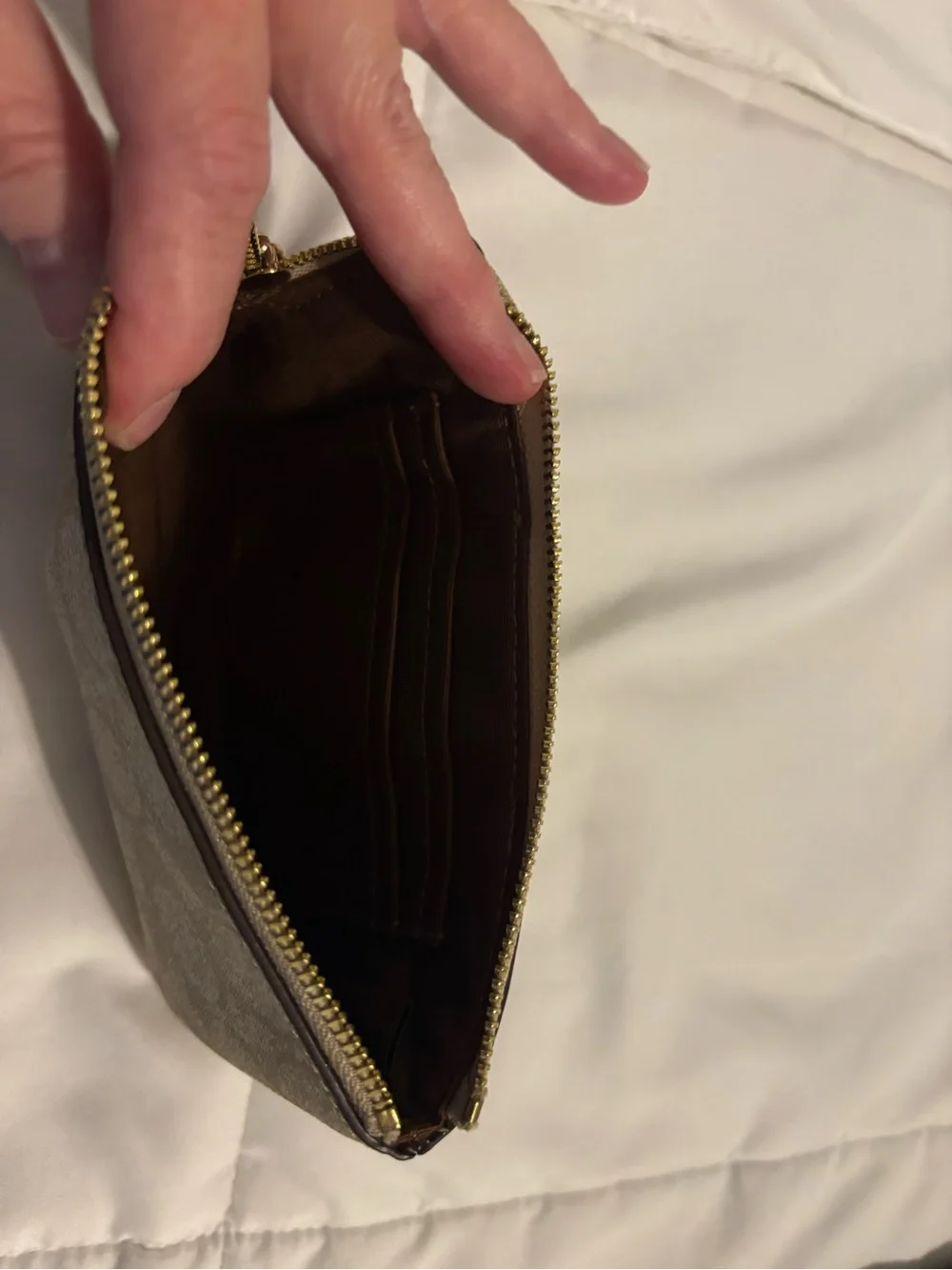 COACH Signature Canvas Wristlet in Khaki & Chalk